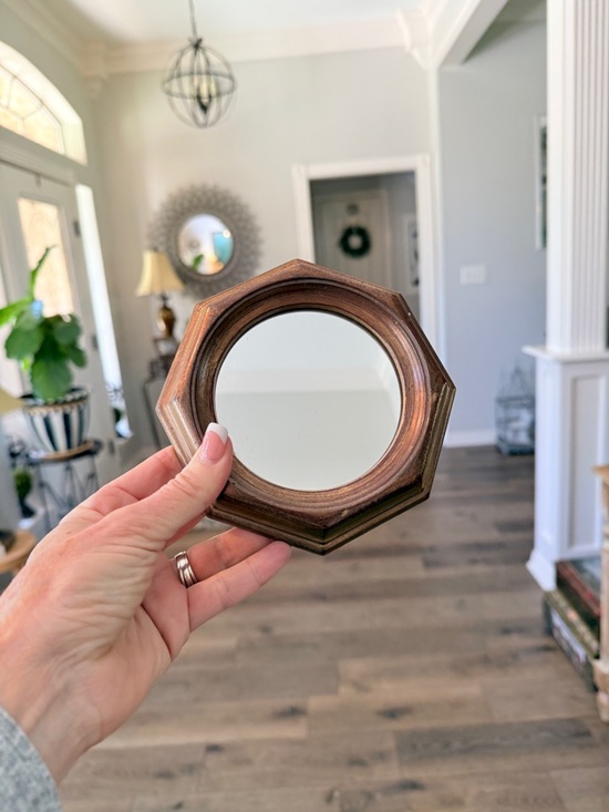 Vintage Octagonal Wall Mirror in Brown and Gold Tones - Picture 8 of 10